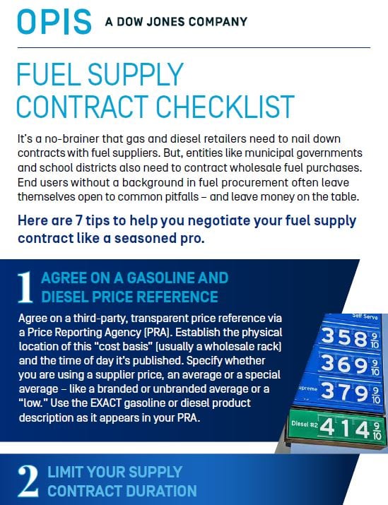 Wholesale Fuel Supply Contract Checklist from OPIS Download Now