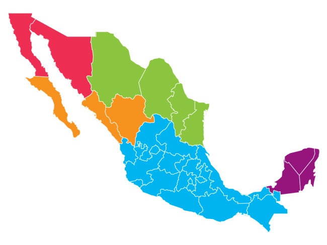 Mexico map regions