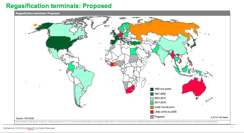 Proposed regasification terminals 