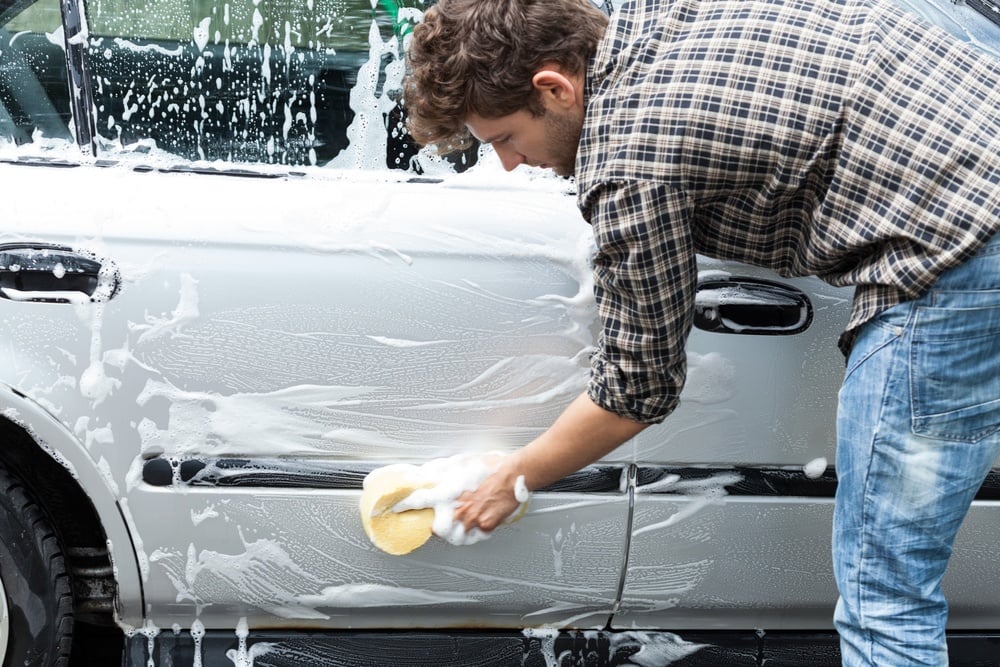 Driver at a car wash